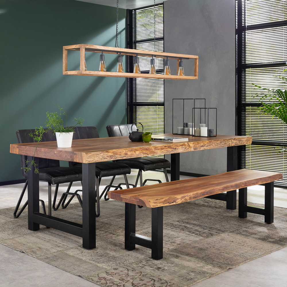 Esstisch Baumstamm 240 x 100 cm Baumkante Akazie