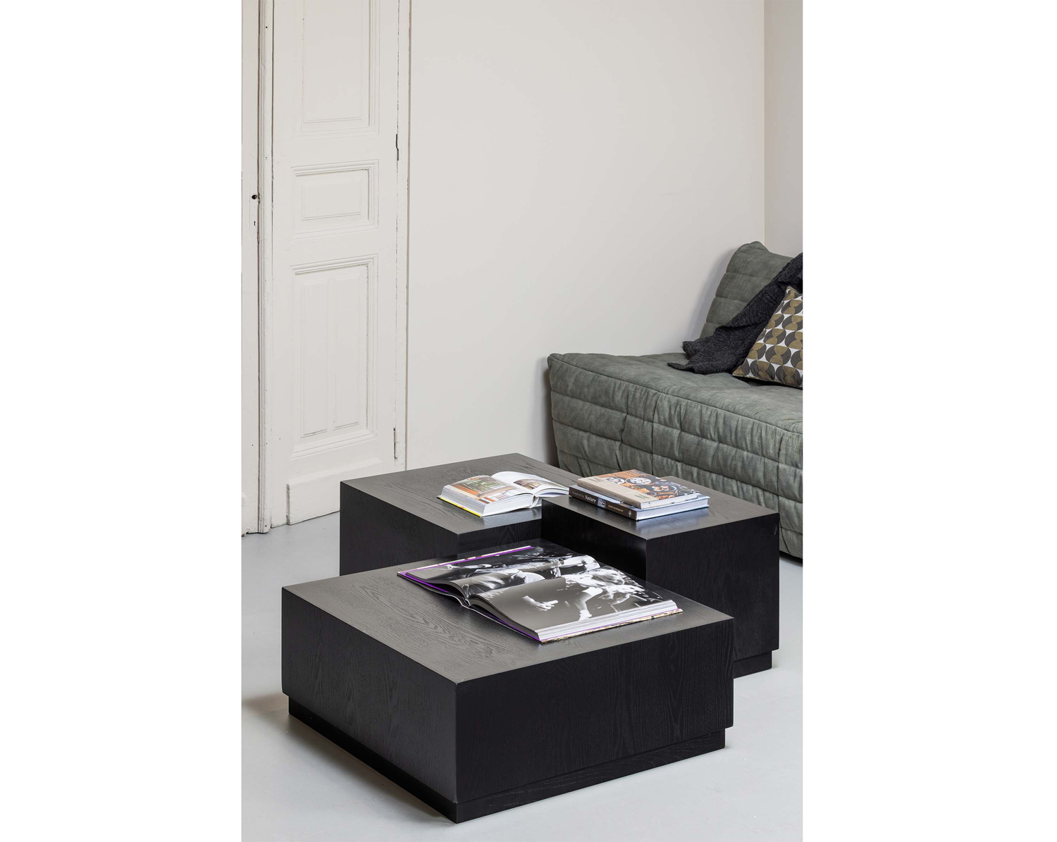3er Set Couchtisch Pim Eschenholz MDF schwarz