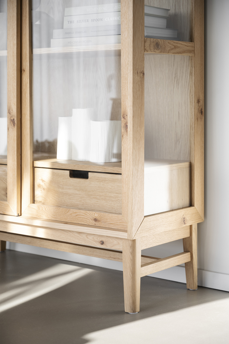 Vitrine NAWILLE Eiche 203 cm mit Glas