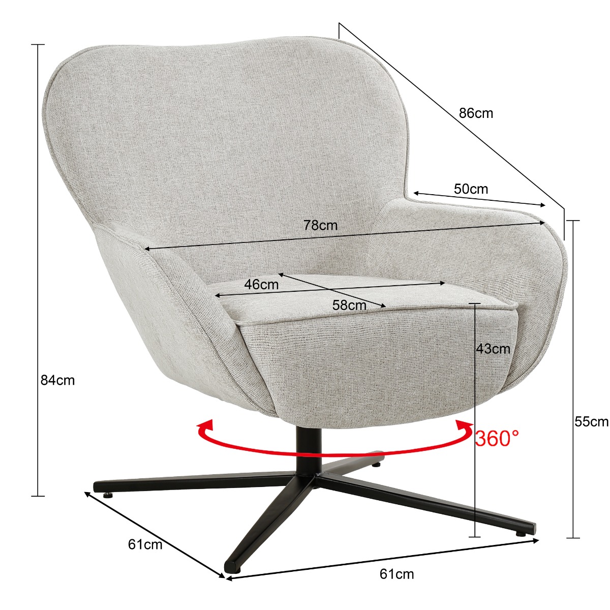 Sessel Sven Drehsessel Stoff toffee Relaxsessel Fernsehsessel