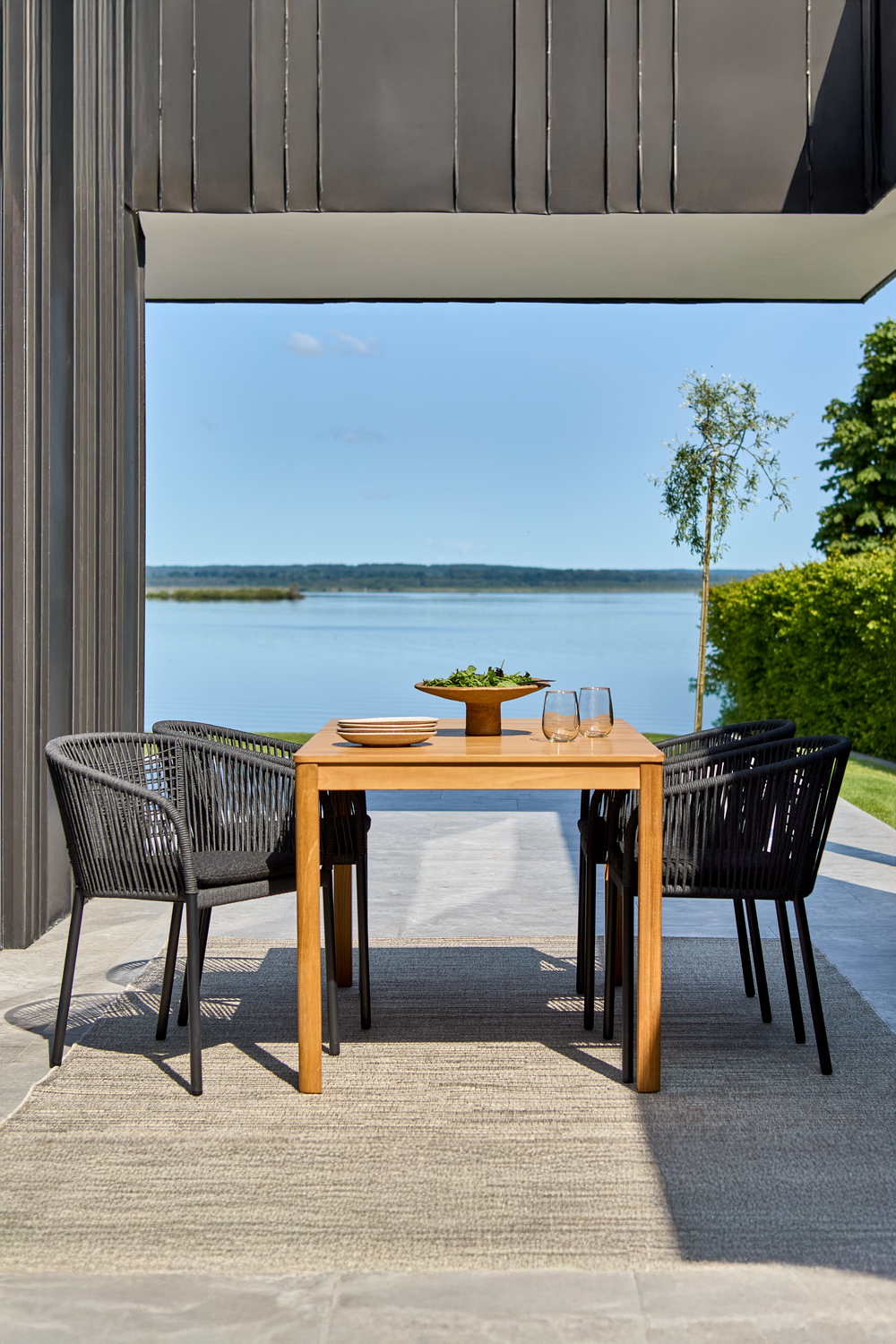 Gartensessel Gartenstuhl Delta Geflecht Aluminium schwarz