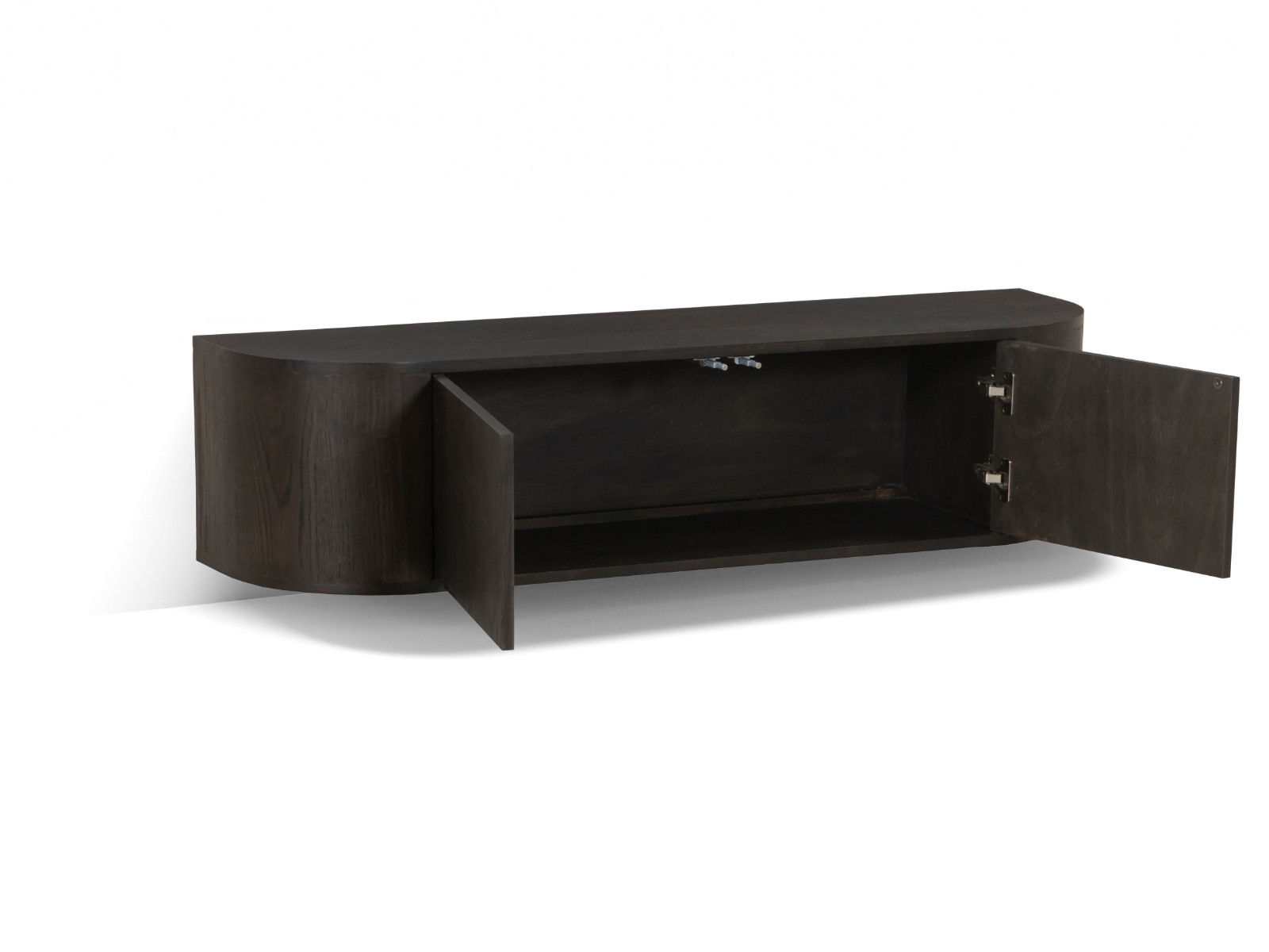 TV Möbel Lowboard Novero 140 cm schwebend Eichenholzfurnier Espresso braun Kommode