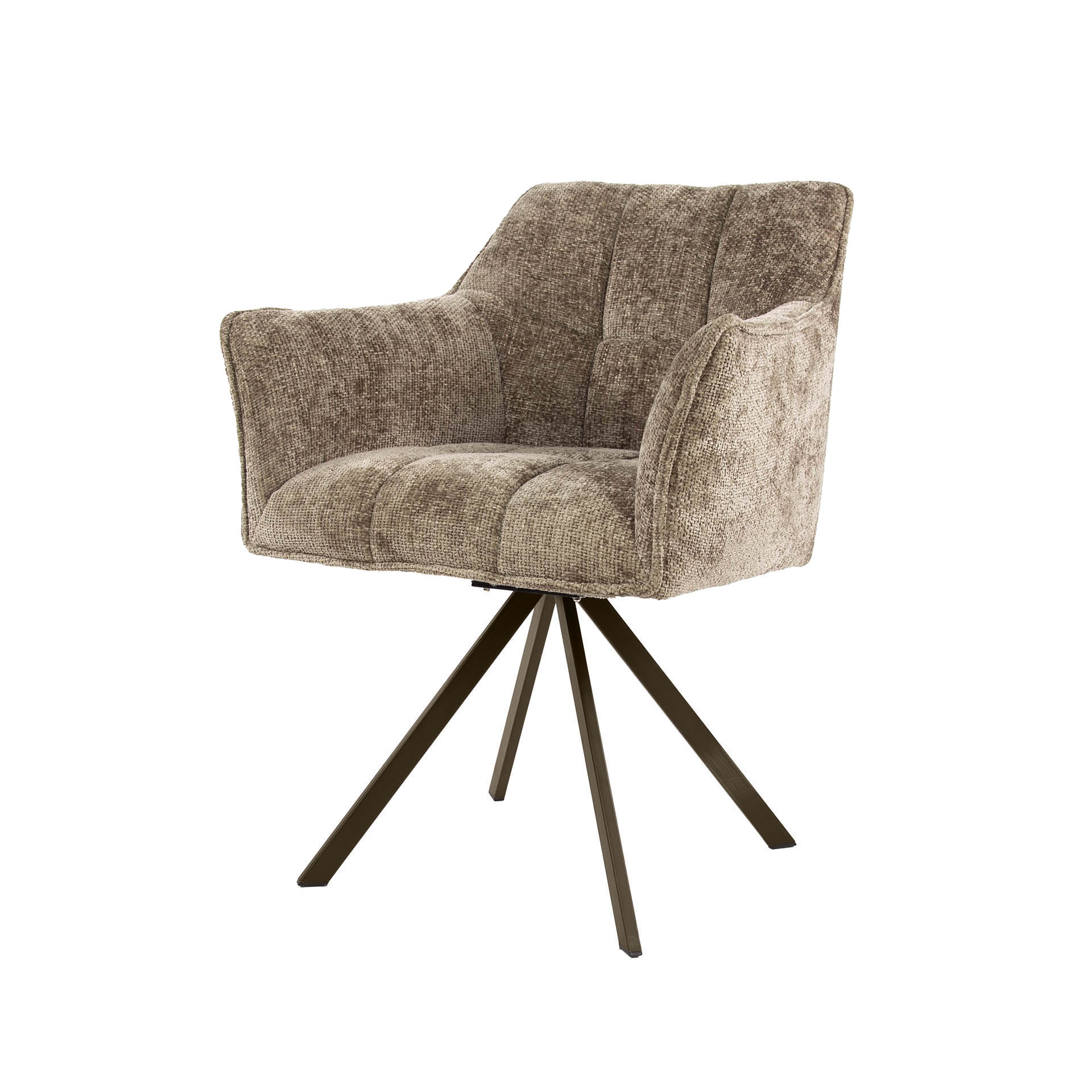 2er Set Armlehnstuhl Fino weiches CHENILLE champagner drehbar