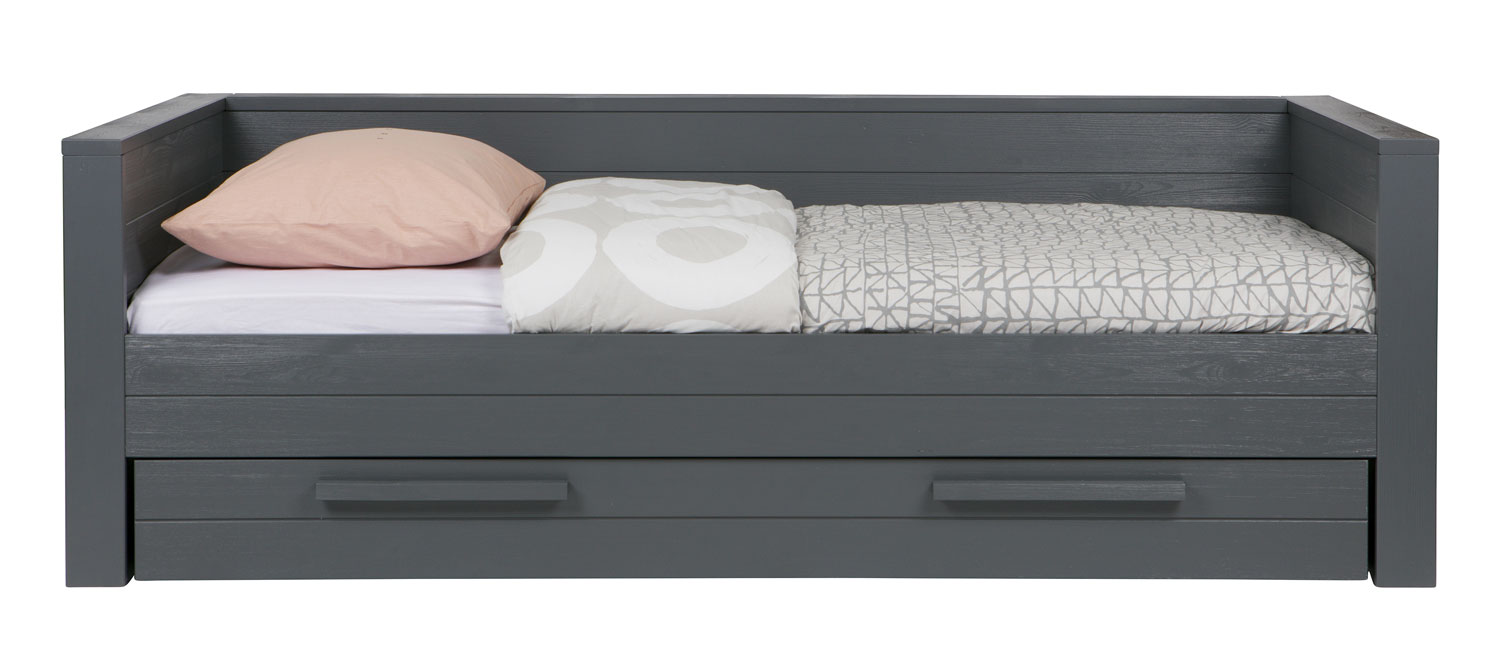 WOOOD Bett Sofabett DENNIS 200 x 90 cm Kiefer stahlgrau