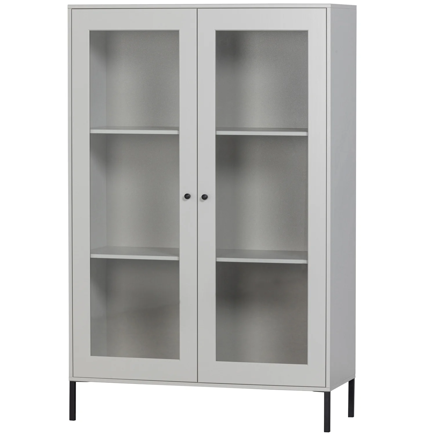 woood Vitrinenschrank XAM H 155 cm Schrank Holzschrank Kiefernholz wolkengrau