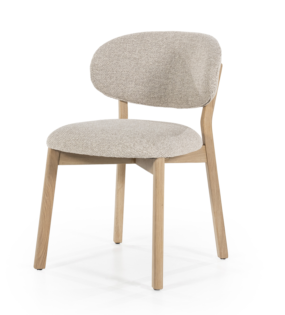 Esszimmerstuhl Stuhl MICKY Stoffbezug taupe Beine Eiche