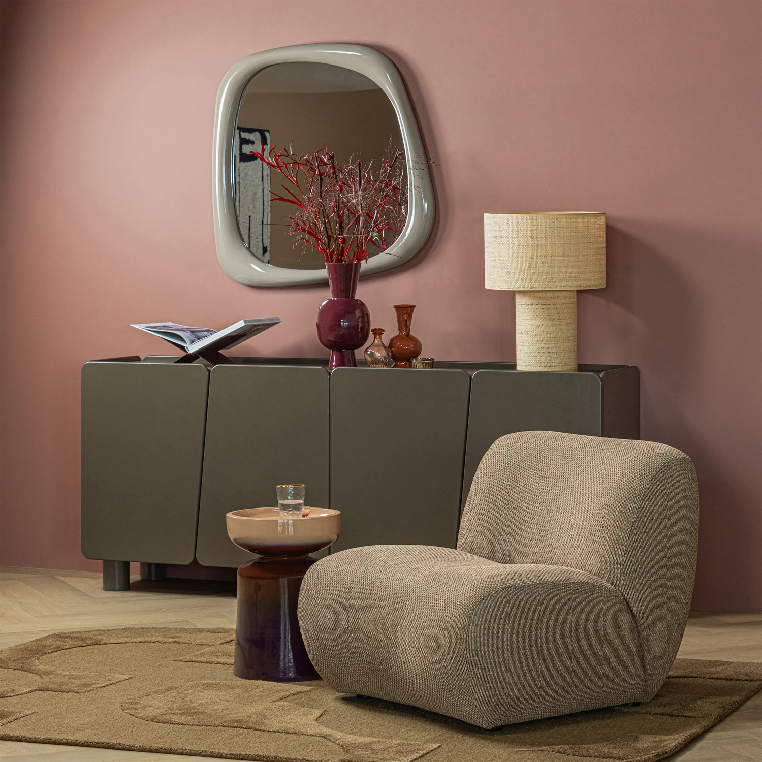 Lounge Sessel NOMU Chenille hellbraun