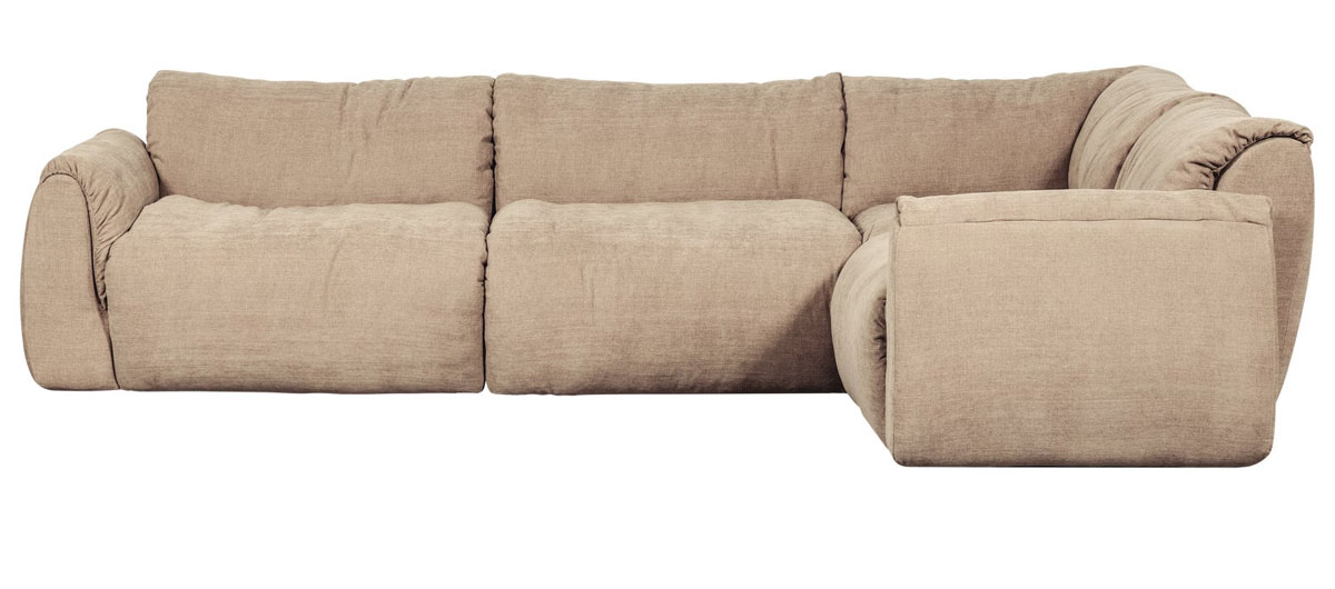 woood Ecksofa BAGGY Webstoff chenille sandfarben Chaiselongue rechts