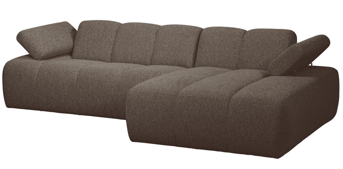 woood Chaiselongue Sofa MOJO rechts Bouclé braun melange