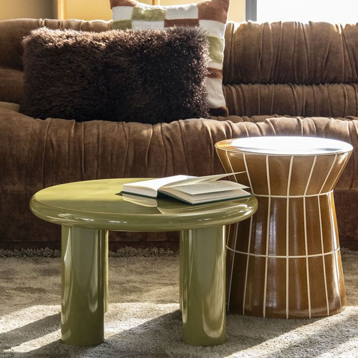 Beistelltisch Bloop Ø 80 cm MDF High Gloss grün Couchtisch