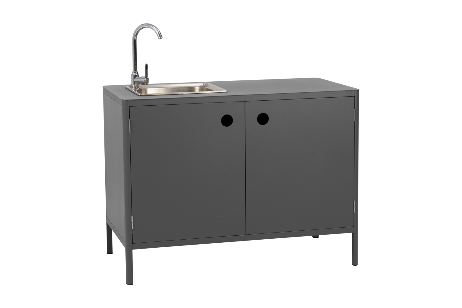 Outdoor Küche Kelia Modul mit Türen Spüle und Armatur 121 cm Aluminium anthrazit