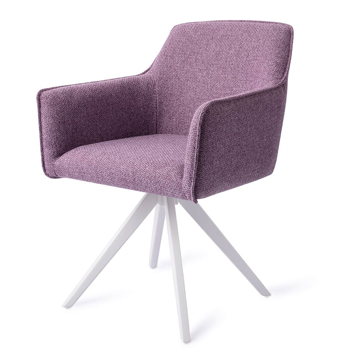 Esszimmerstuhl HOFU drehbar – Lila mit weißem Gestell