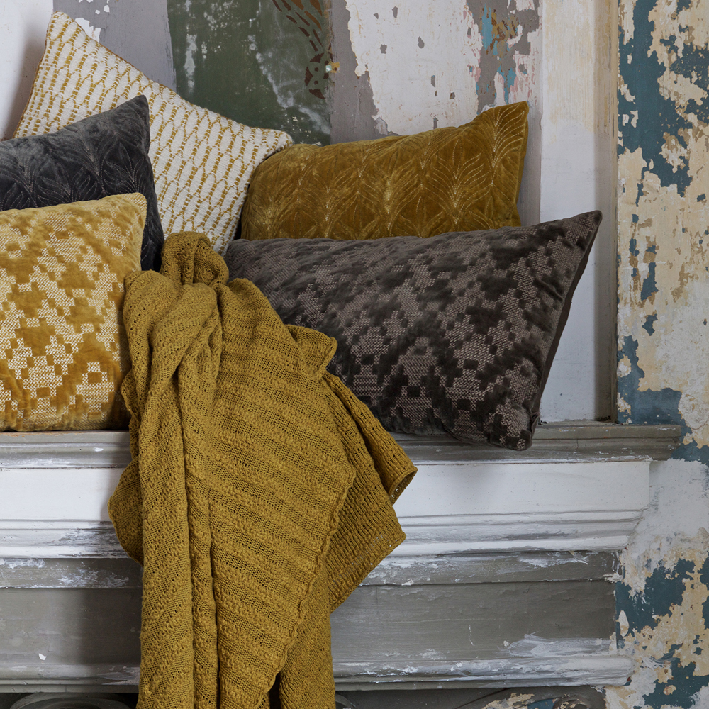 Kissen TWIG 50 x 50 cm Samt Baumwolle Dekokissen Dekokissen Sofakissen