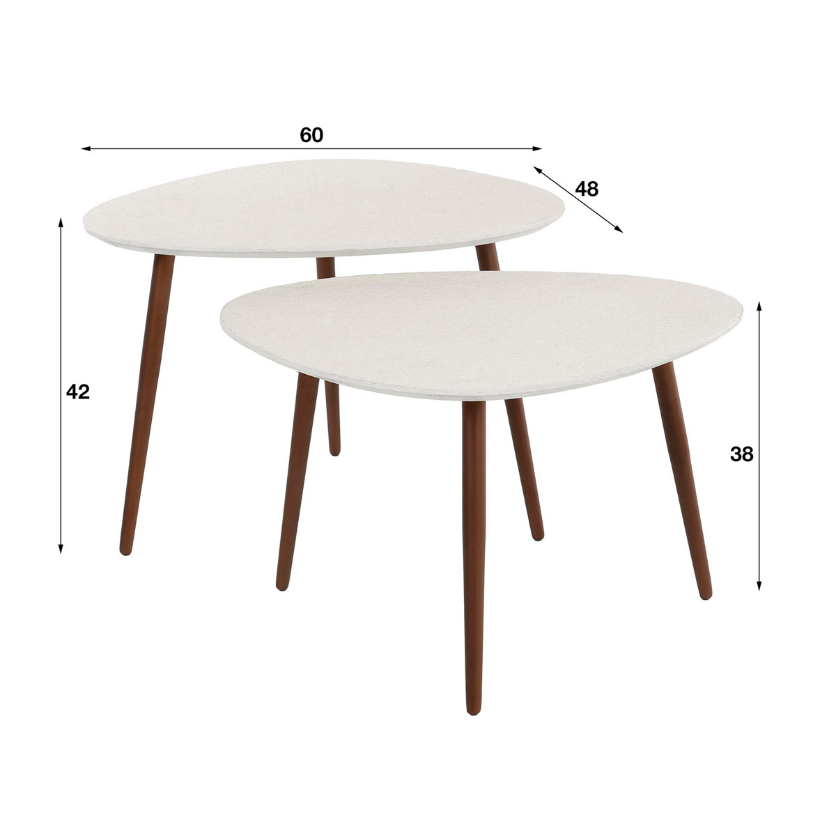 2er Set Couchtisch Coast Stone dreieckig Marmorverbundstoff Metall Tischset