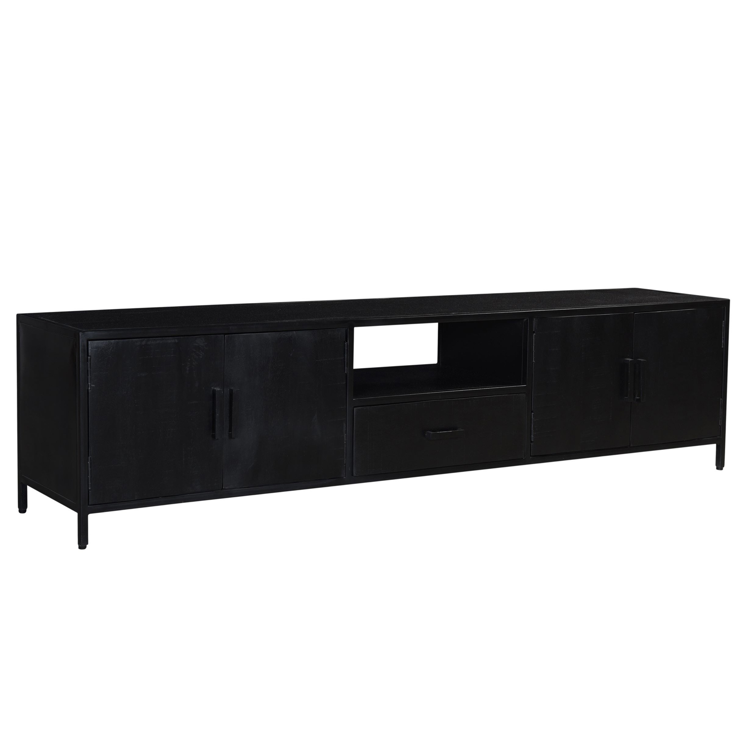 TV Möbel Kala B 220 cm Lowboard Mangoholz schwarz