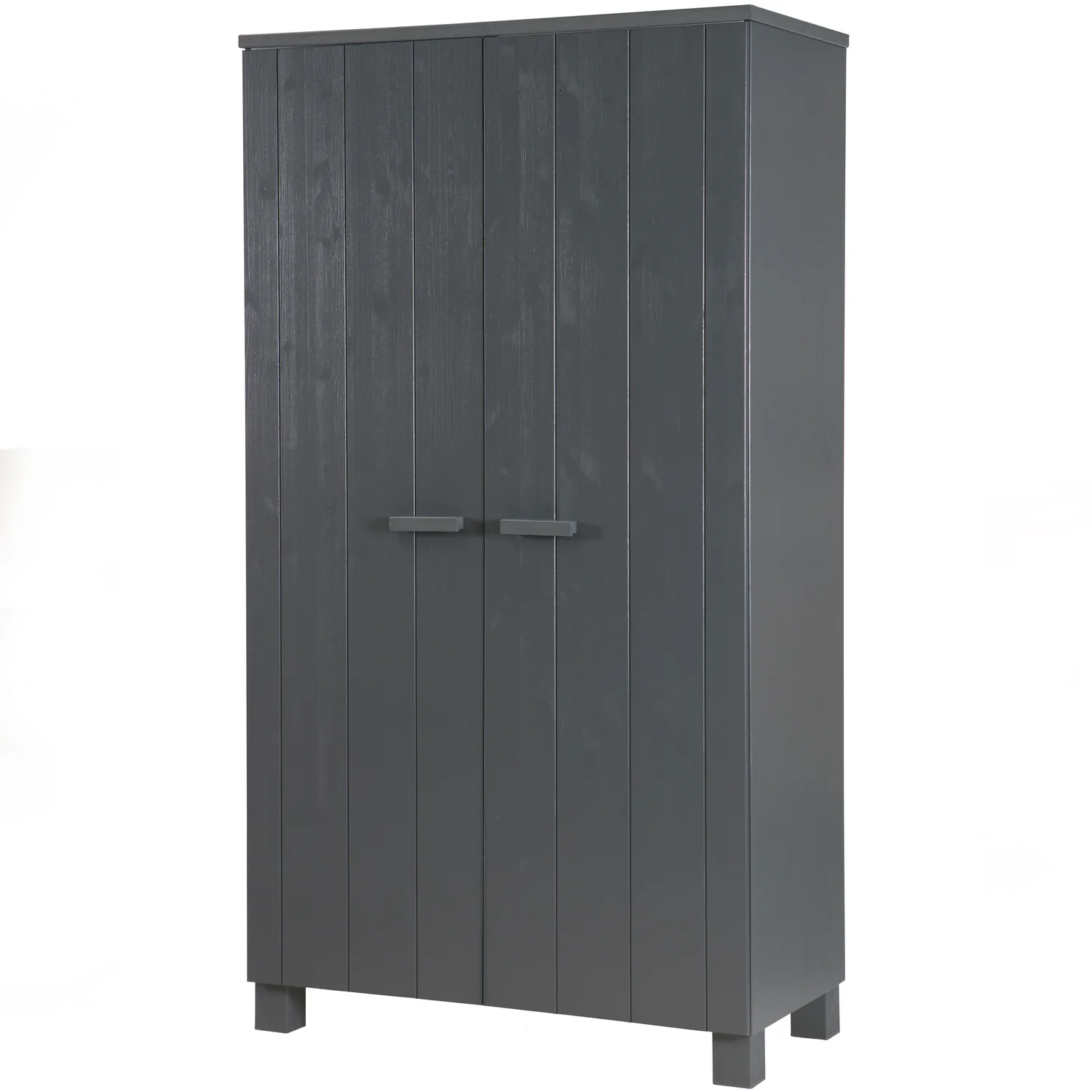 woood Kleiderschrank DENNIS Schrank Kiefer stahlgrau