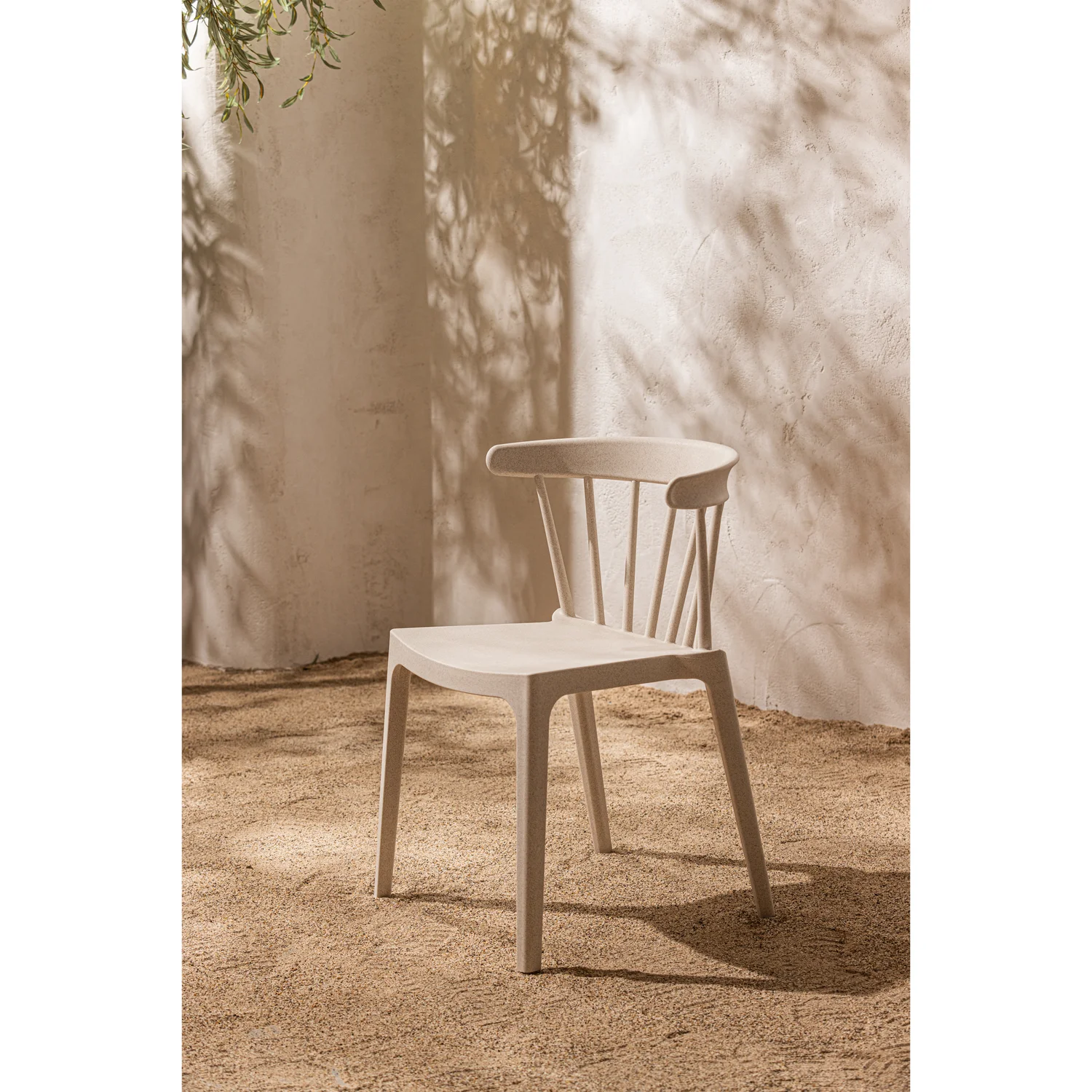 2er Set Gartenstuhl Kunststoff BLISS BIOFASER off white melange stapelbar