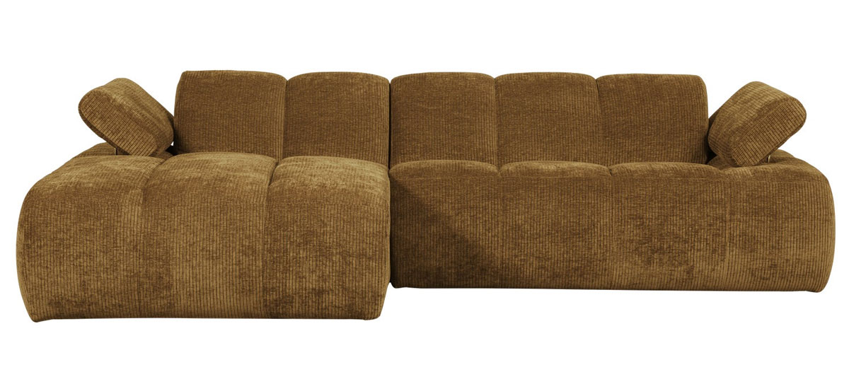 woood Chaiselongue Sofa MOJO links gerippter Stoff honiggelb