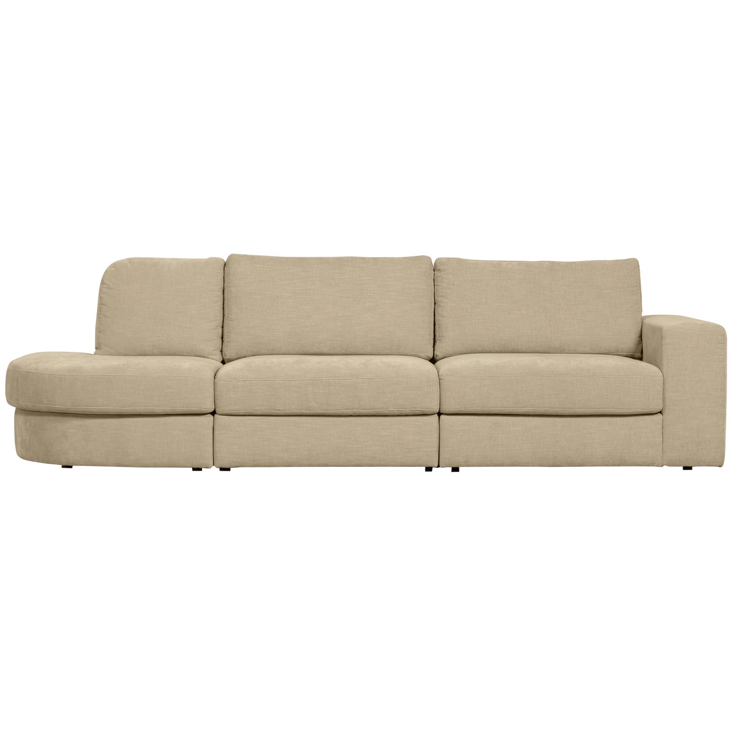 2,5 Sitzer Sofa FAMILY Webstoff sand mit Rundung links