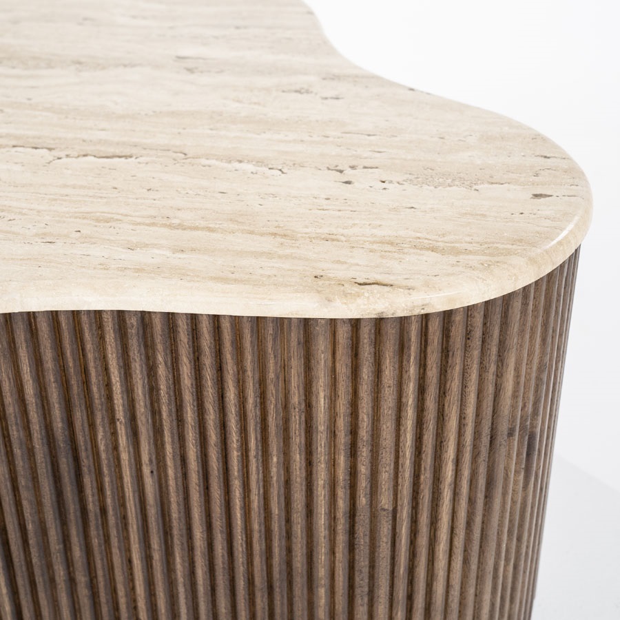 Couchtisch BARI 83 cm Mangoholz Naturstein organisch