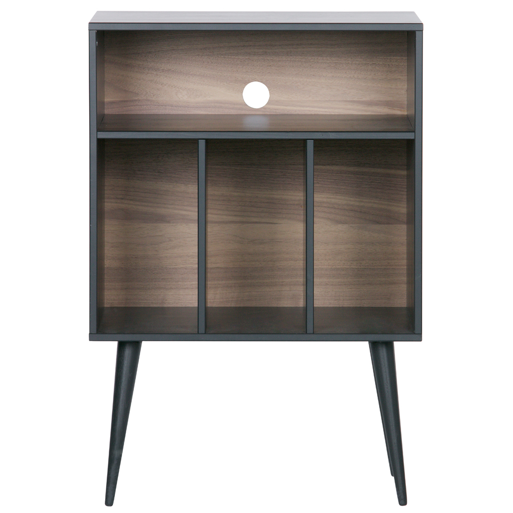 HIFI Schrank James LP Regal Kommode Nussbaum Dekor Kiefer Massivholz