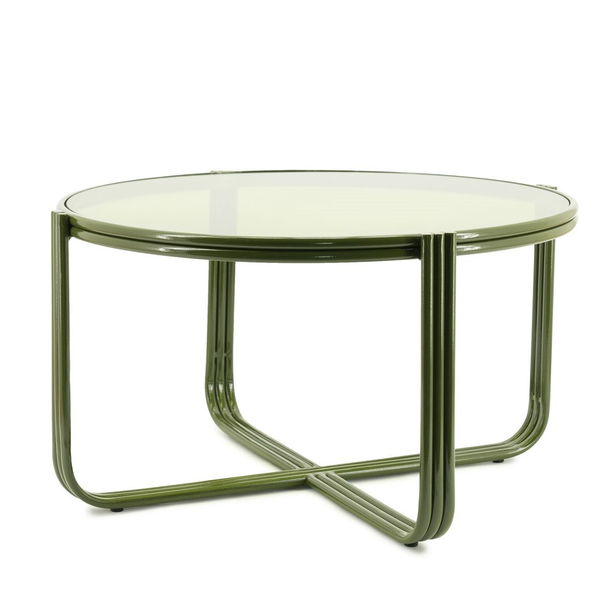Beistelltisch Groovy Ø 63 cm Glas Metall grün Couchtisch