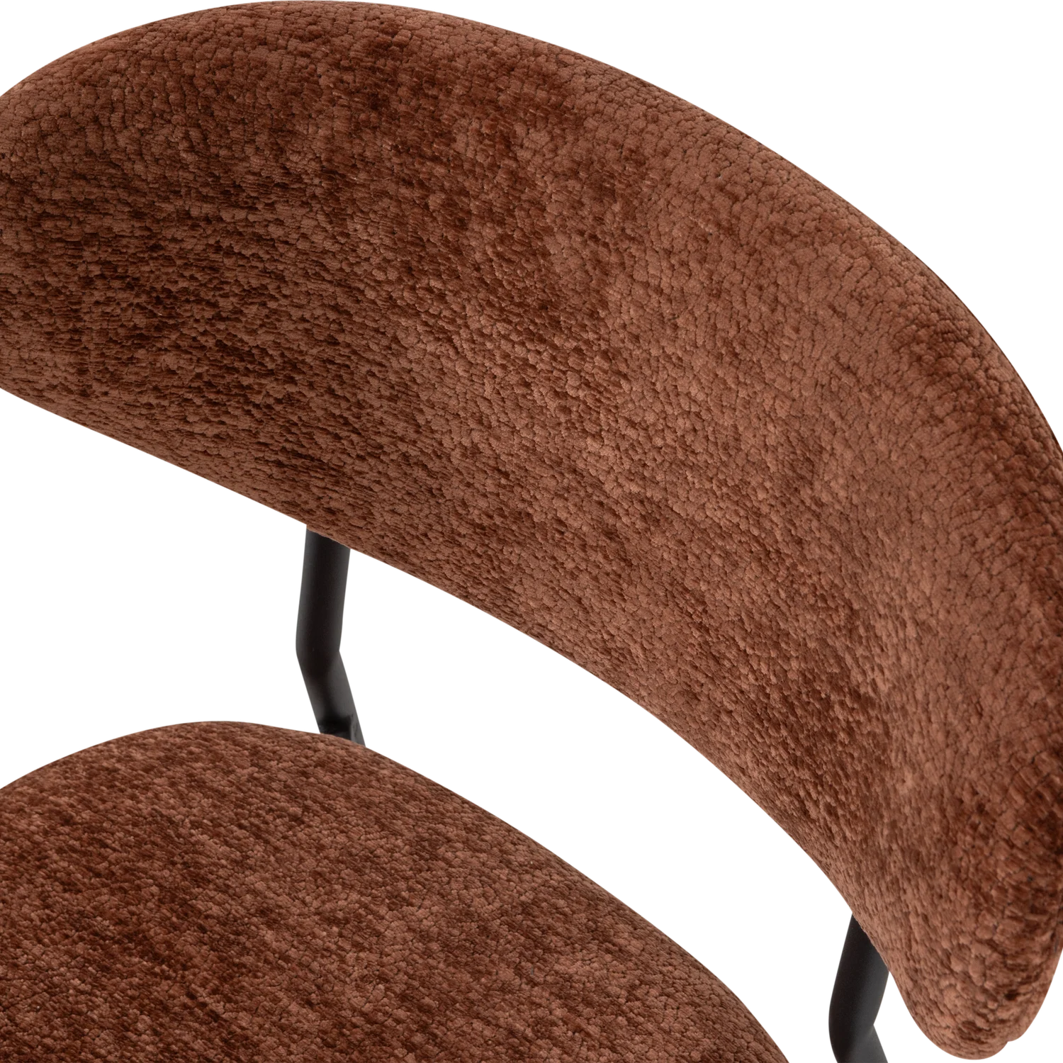 2er Set Esszimmerstuhl KJELD Struktur Chenille braun