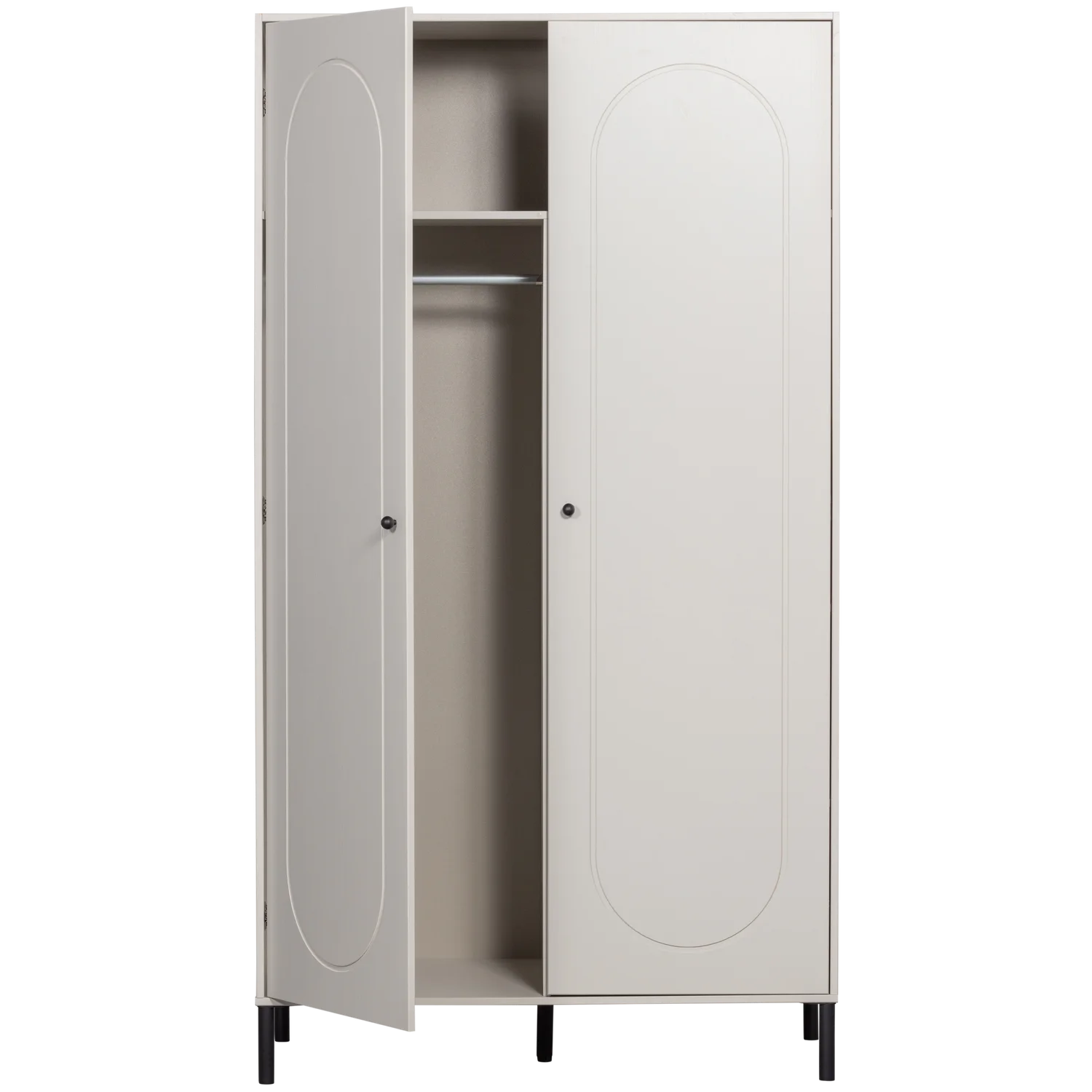 Schrank XINA Holzschrank H 202 cm Kiefer Massiv wolkengrau