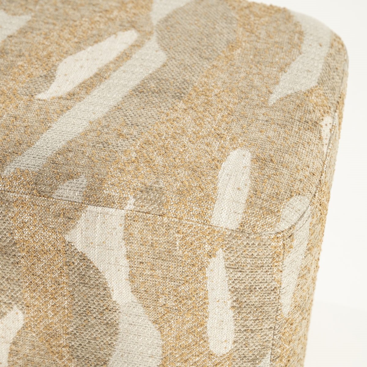 Bank Hocker Rytm 121 cm Stoff taupe mit Muster Sitzbank Sitzpouf