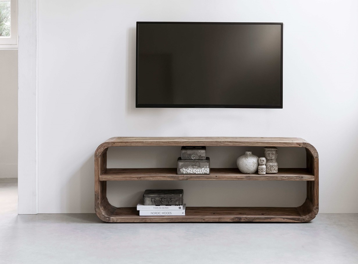 TV Möbel Lowboard CORSO 140 cm aus recyceltem Teakholz
