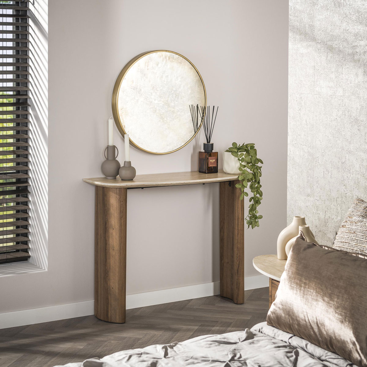 Schminktisch Konsolentisch FLORENZO 100 cm Keramikplatte Eichenoptik