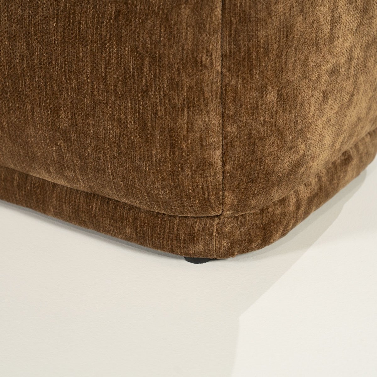 Bank Hocker Nook 160 cm Stoff senffarben Sitzbank Sitzpouf