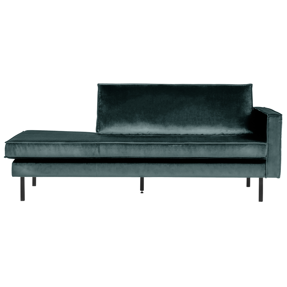 Sofa Chaiselongue RODEO Recamiere Samt blaugrün rechts Tagesbett