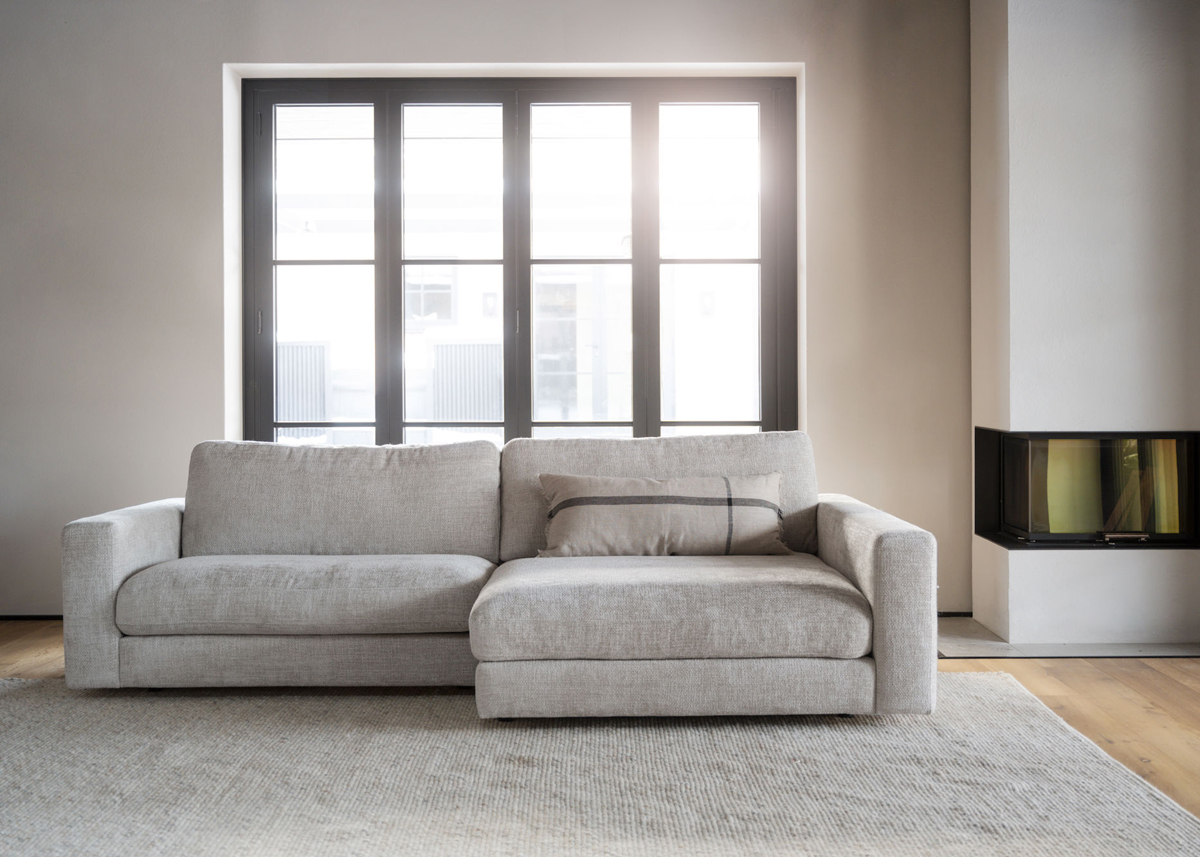 3-Sitzer-Sofa ALMA hellgrau Longchair rechts