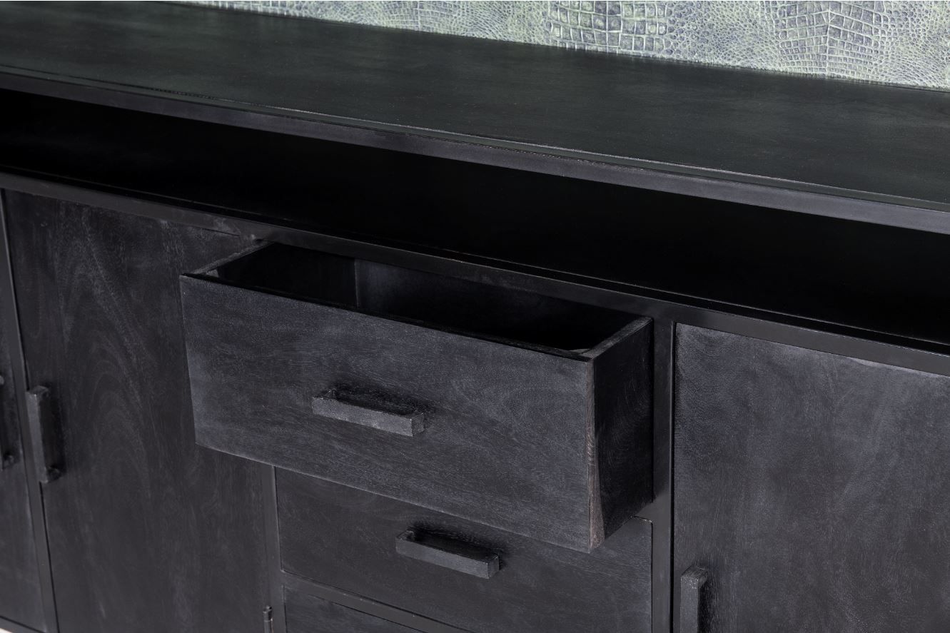 Kommode Sideboard Kala 180 cm Mango Holz schwarz