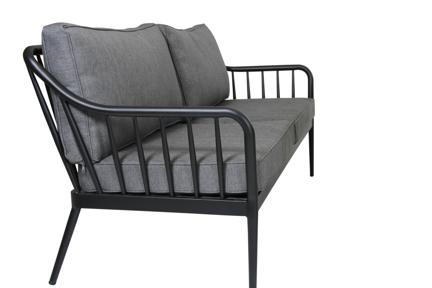 3 Sitzer Gartensofa Sofa Coleville 185 cm mit Kissen Aluminium schwarz