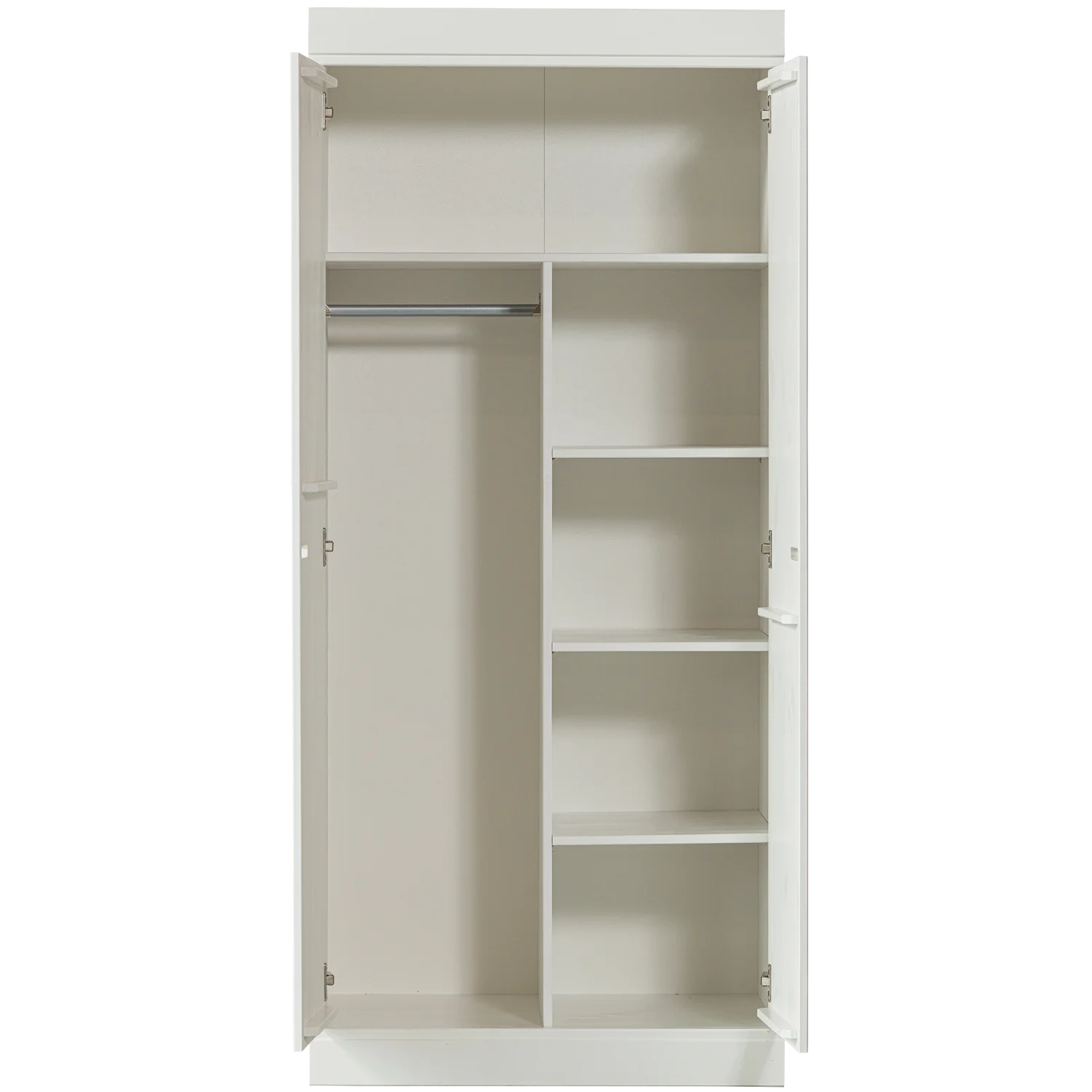 Kleiderschrank Schrank CONNECT 2-türig 77 cm Kiefer Massivholz weiß