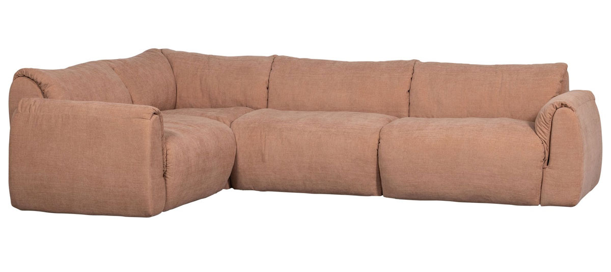 woood Ecksofa BAGGY Webstoff Chinelle altrosa Chaiselongue links