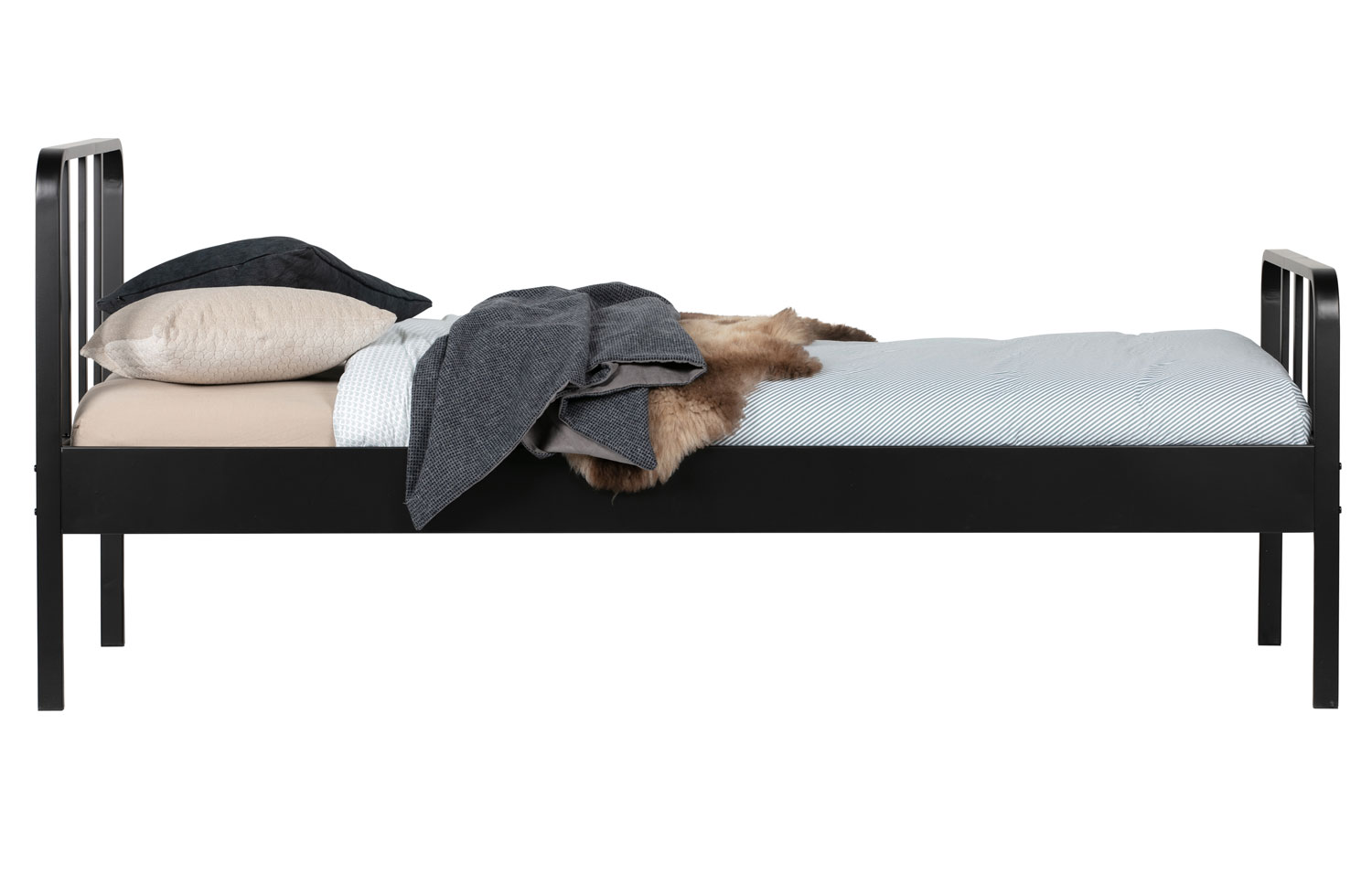 Bett Mees schwarz 200 x 90 cm Metallbett