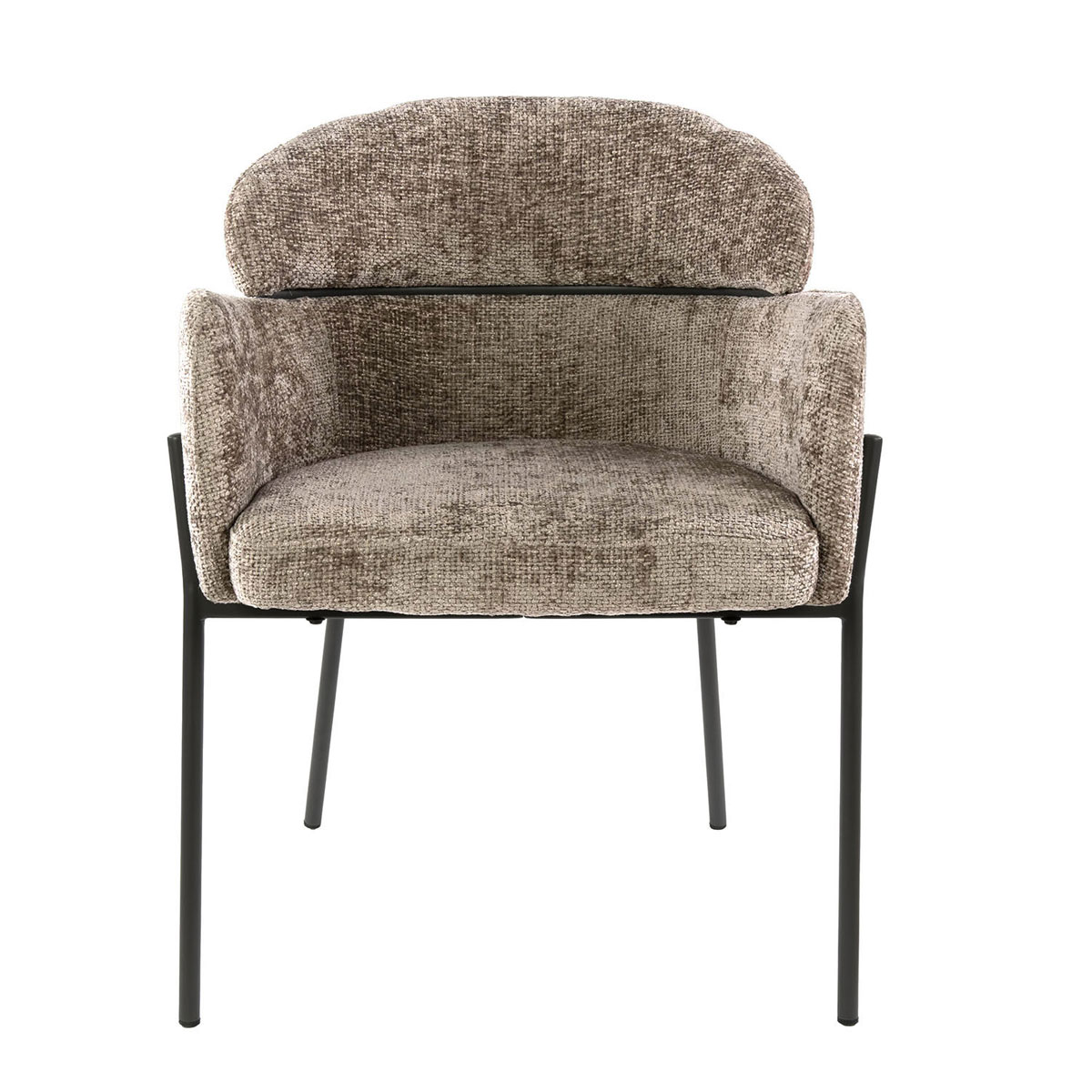 2er Set Armlehnstuhl Boston Chenille Stoff champagner