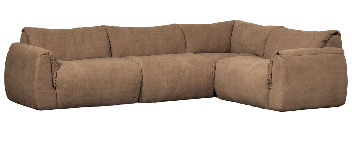woood Ecksofa BAGGY Webstoff Chinelle braun Chaiselongue rechts