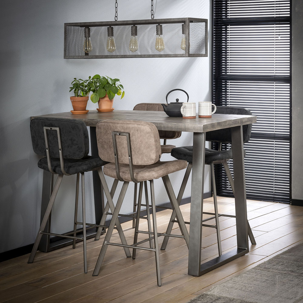 Bartisch 135 x 70 cm grau antik Mango Höhe 92 cm