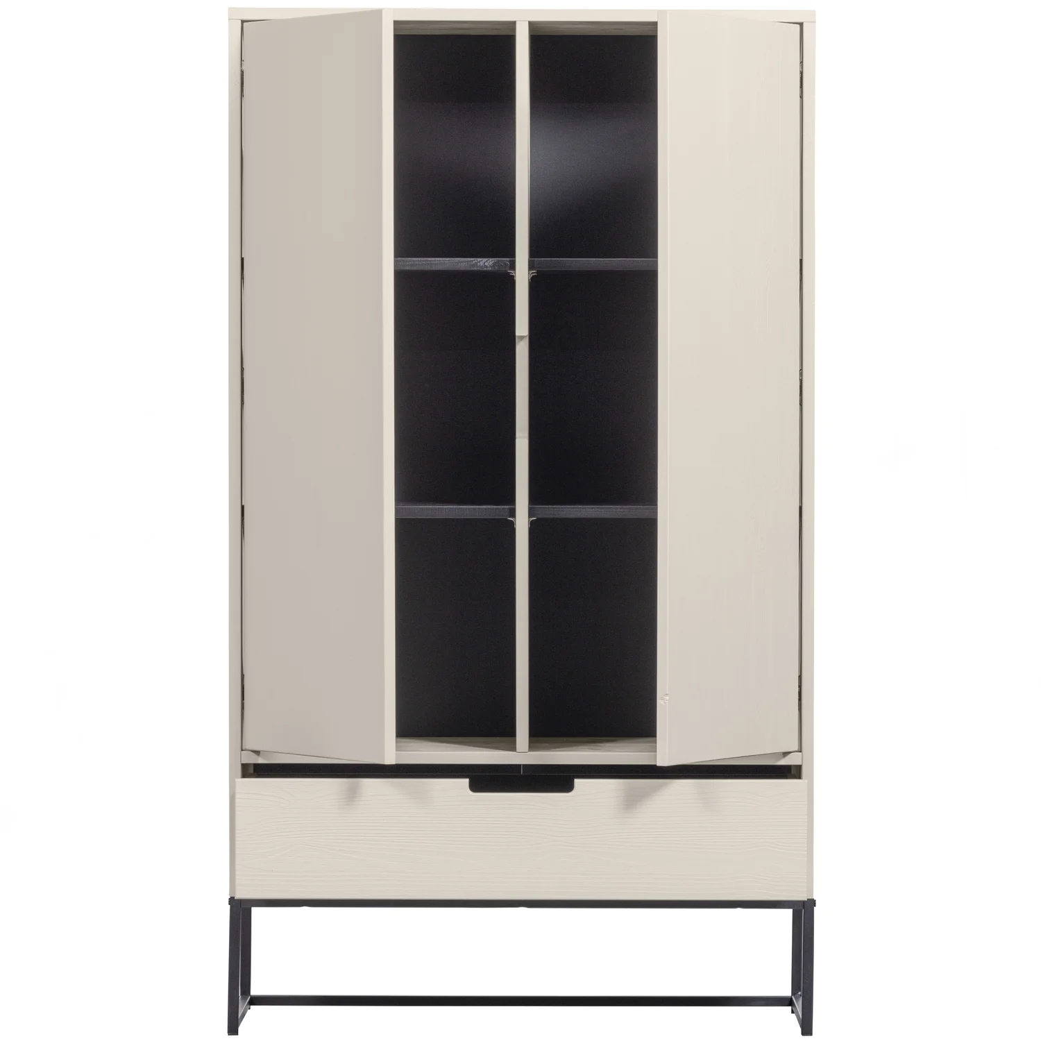 Aufbewahrungsschrank Silas H 149 cm Kiefernholz hellgrau Metall Holzschrank