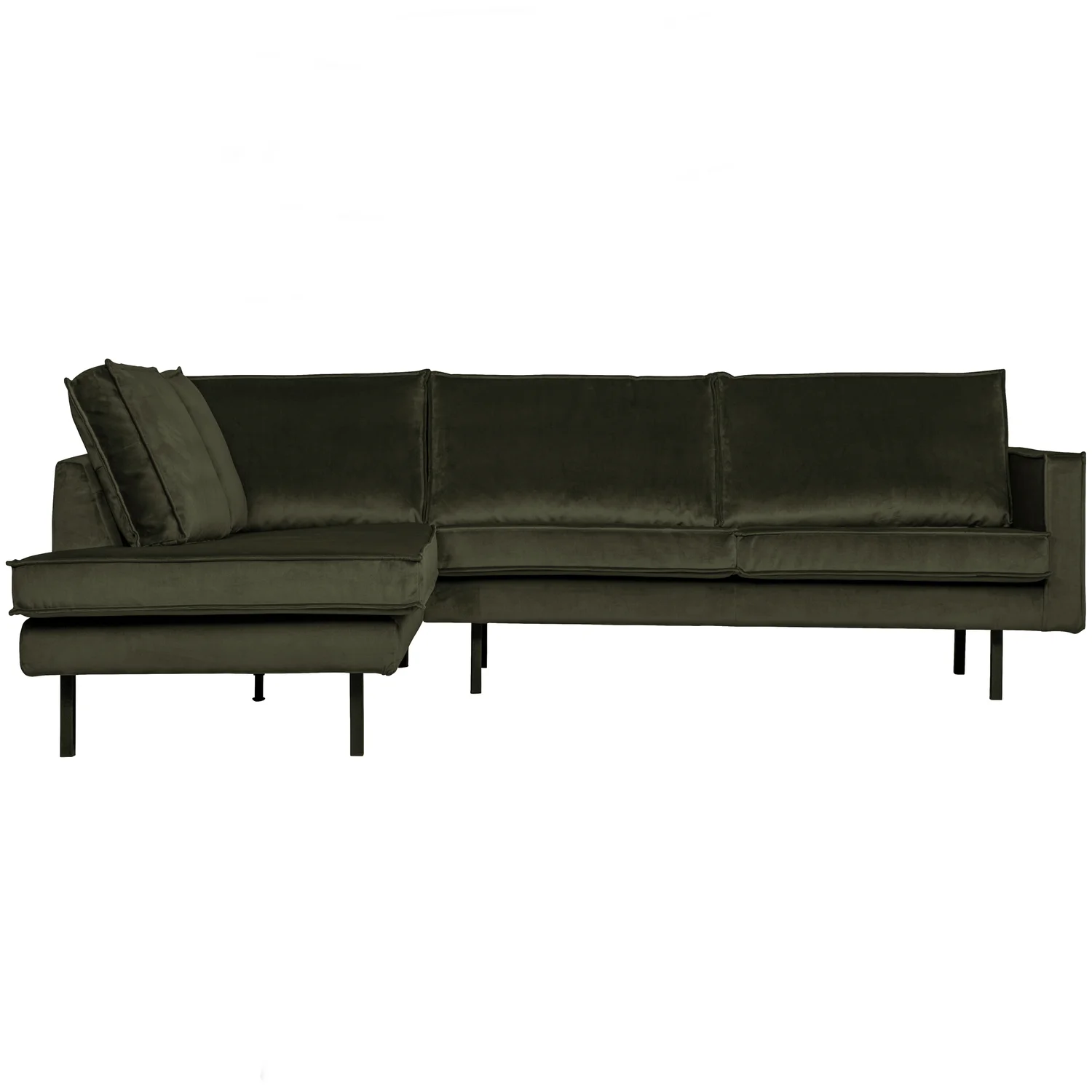 Eckgarnitur Rodeo Samt dunkelgrün Couch Sofa Ecksofa Longchair links