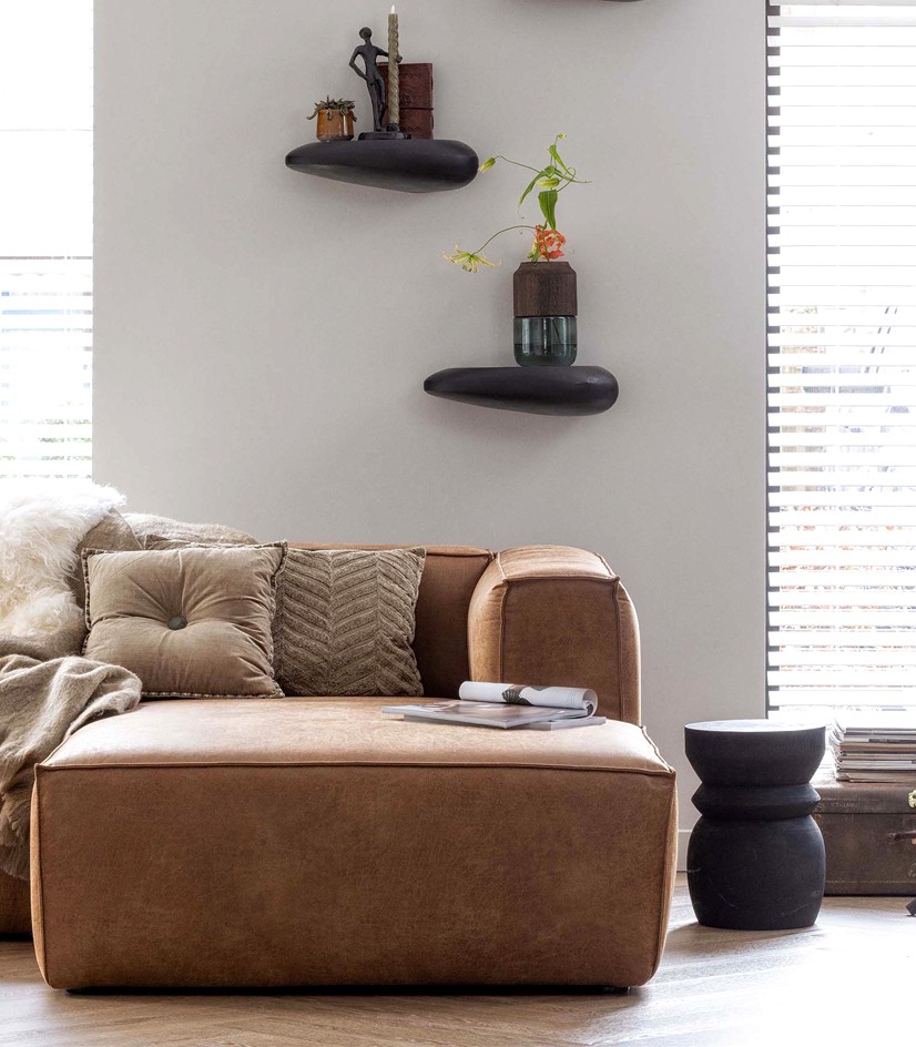 woood Ecksofa Sofa BEAN recyceltes Leder cognac links