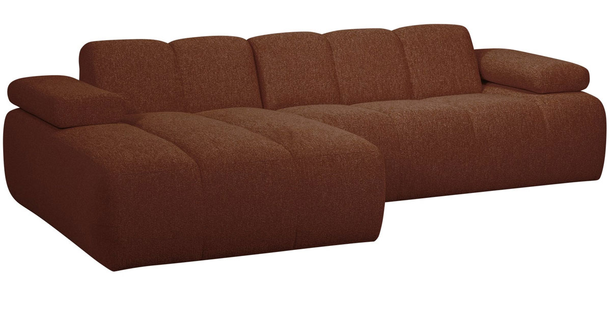 woood Chaiselongue Sofa MOJO links Bouclé rostbraun meliert