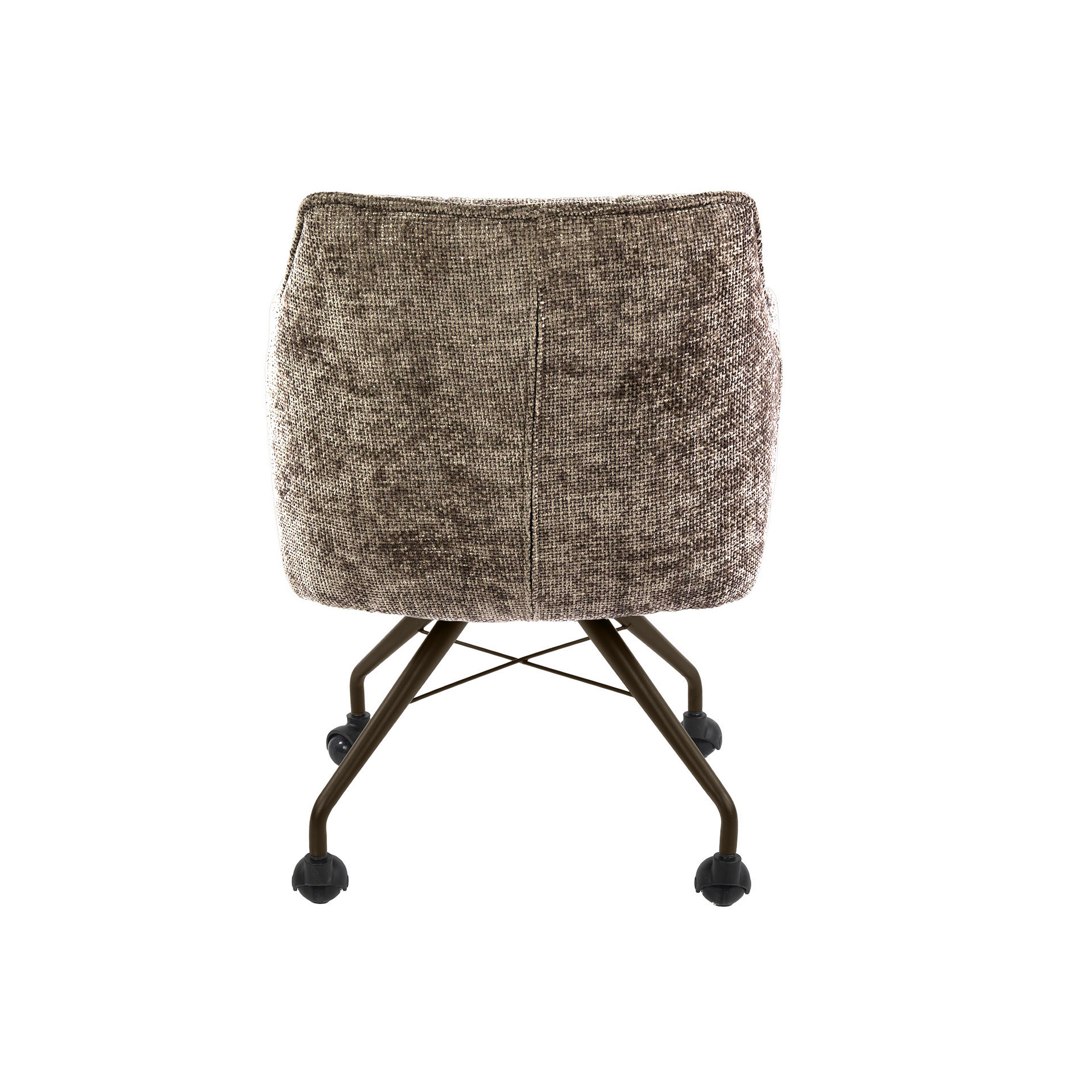 2er Set Armlehnstuhl Fino auf Rollen Chenille champagner Beine braun