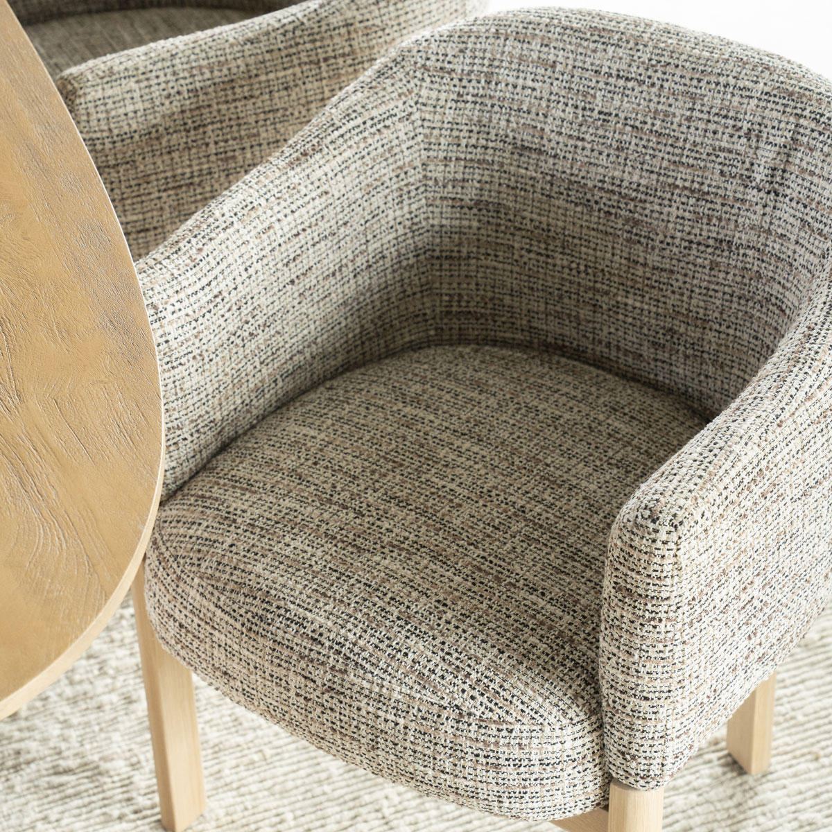 Esszimmerstuhl Micha Armlehnstuhl Eichenholz Stoff taupe