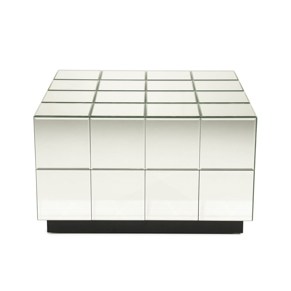 Couchtisch FlectronI 60 x 60 cm Spiegelglas Massivholz Beistelltisch