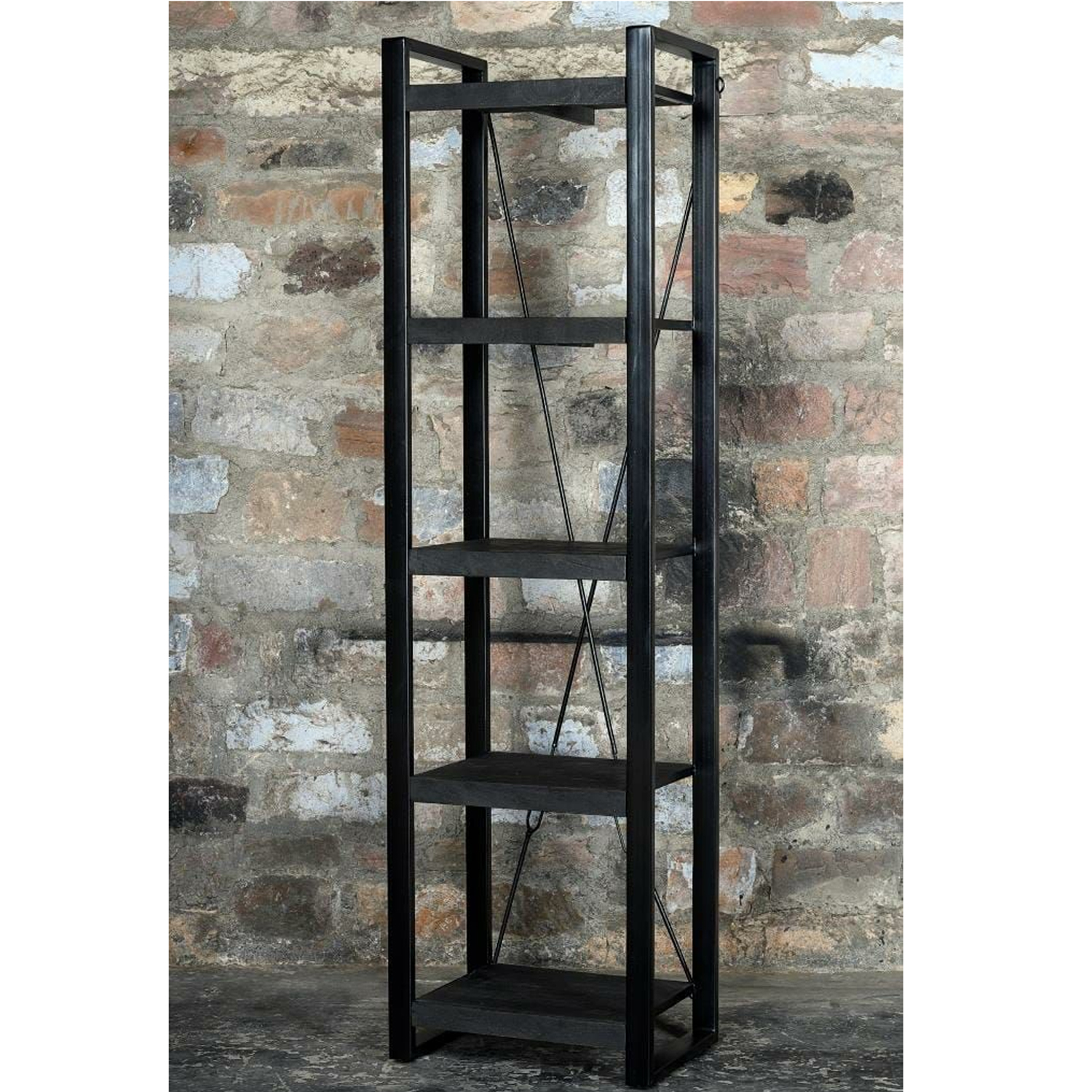 Regal Bücherregal Norris 55 cm Mango Massivholz Metall schwarz